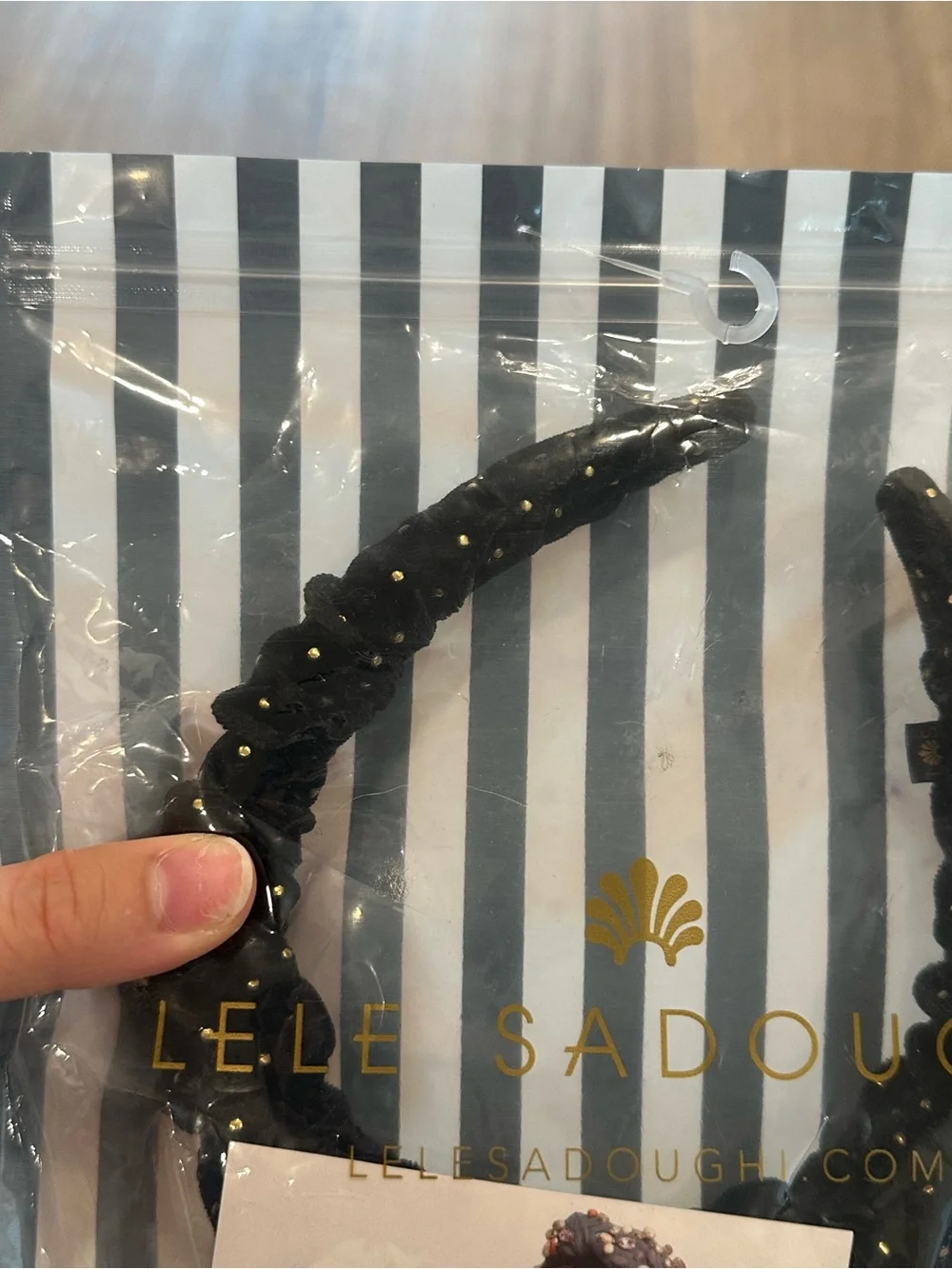 Lele Sadoughi NWT Black Braided Gold Detail Headband
